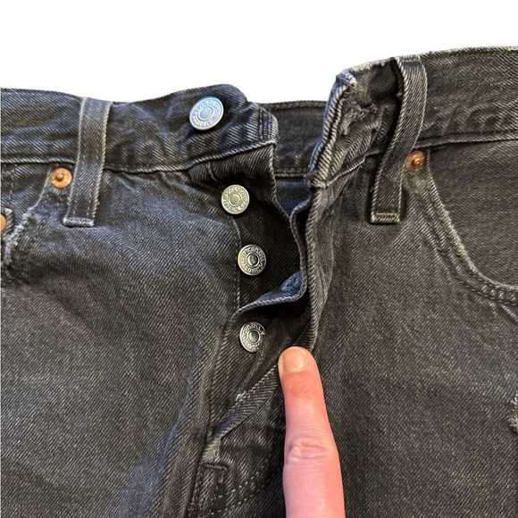 Levi's Charcoal High Waist Distressed Jean Shorts - Picture 4 of 7